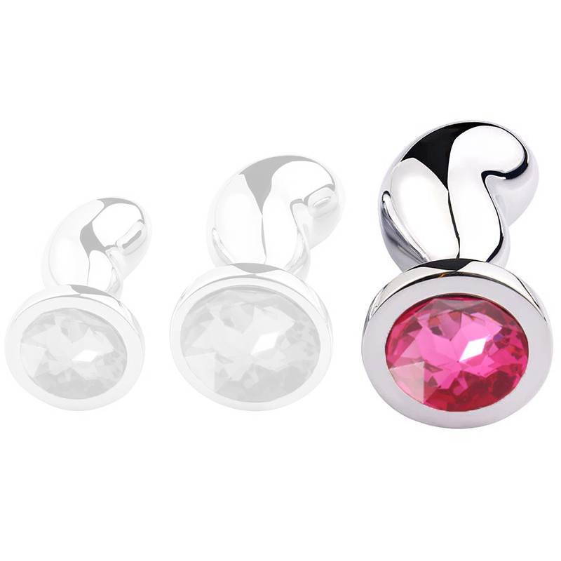 SM Fantasy Plug bijou Bean Silver L 9 x 3.5cm Rose